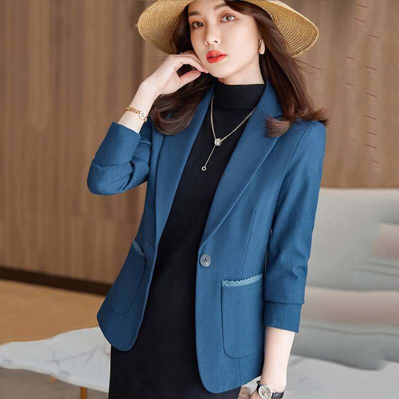 Feminino curto terno jaqueta moda magro coreano plus size profissional casual terno outerwear 2022 nova primavera outono blazer feminino