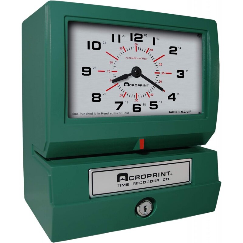 Acroprint Heavy Duty Automatic Time Recorder, Imprime Mês Data, Hora (0-23), Centésimos de Relógio, 150RR4
