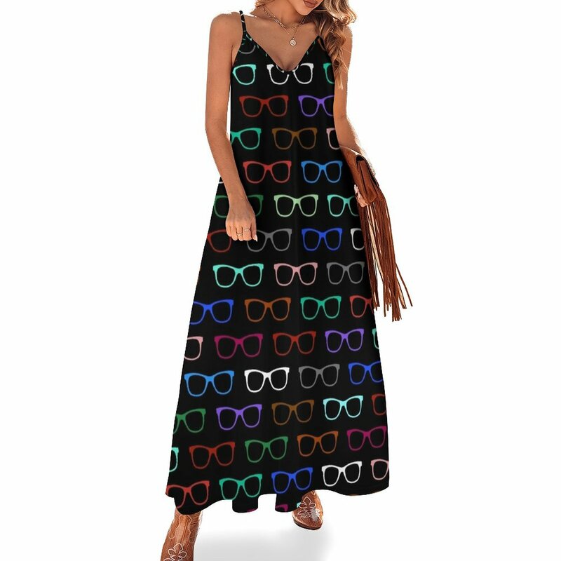 Robe de RhHipster avec motif de lunettes colorées, robe de gala en fibre II