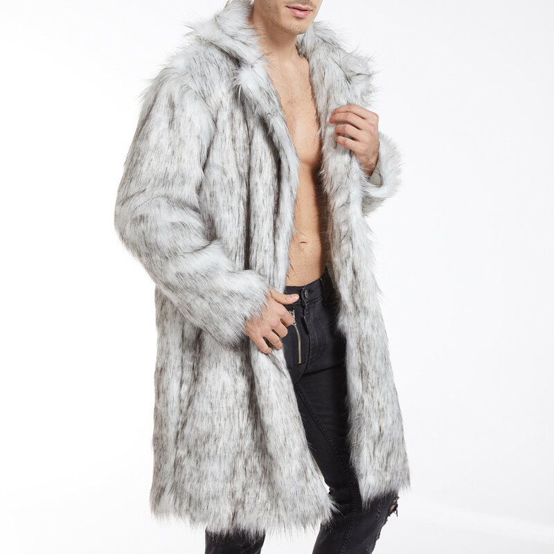 Manteau d'hiver en fausse fourrure de renard pour homme, vêtements de luxe, grande taille, chaud, doux, nouveau sourire, Erkek Mont, 2023