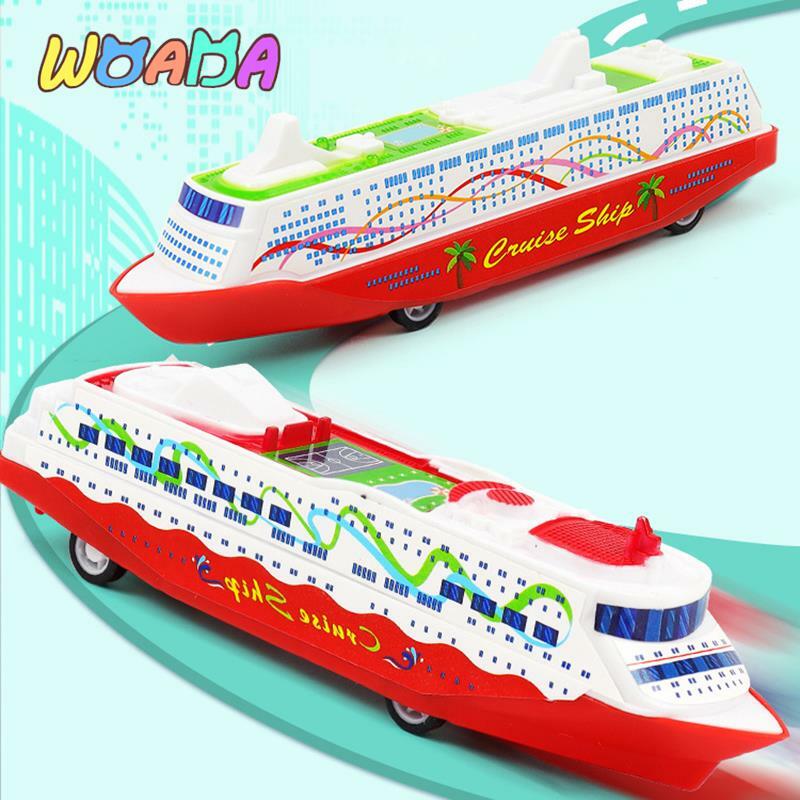 Koleksi Model kapal pesiar, koleksi tarik belakang geser kapal uap hadiah mainan untuk anak-anak