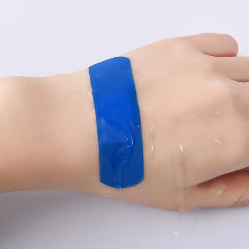 100Pcs Waterproof Medical Band-Aid Blue Detectable Elastic Wound Adhesive Plaster Tape First Aid Kits For Hotel Restaurant Chef