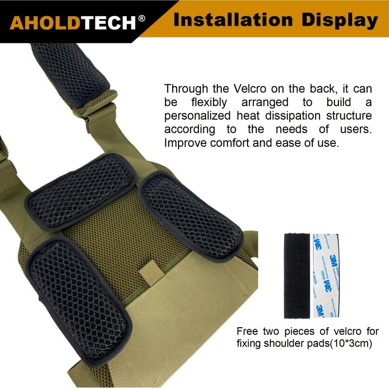 Almohadilla de cojín de malla 3D transpirable para mochila al aire libre, chaleco táctico de corte láser, almohadillas de correa de hombro para chaleco de caza, portador de placa