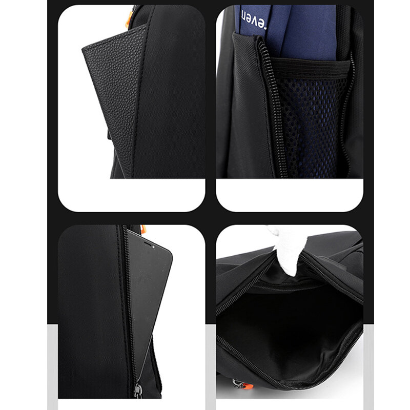 حقيبة الصدر المضادة للماء الرجال حقيبة الكتف عادية Crossbody USB شحن الصدر حزمة