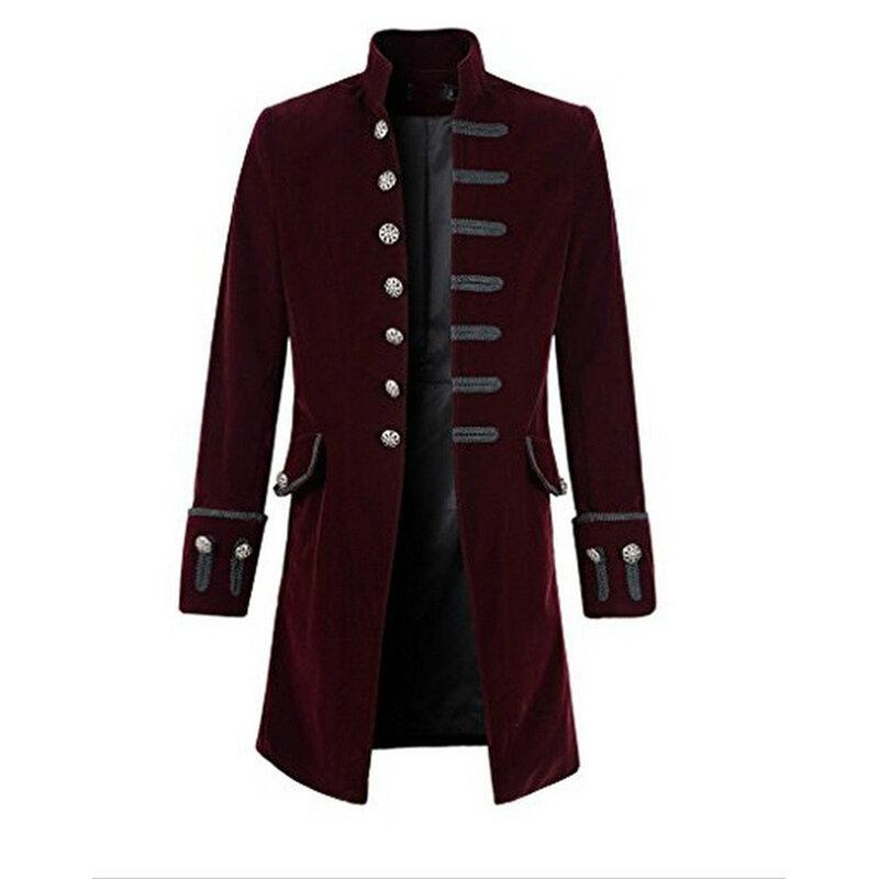 Moda smoking da uomo soprabito da uomo Vintage Tuxedo Steampunk medievale rinascimentale uniforme cappotto giacca Outwear Costume