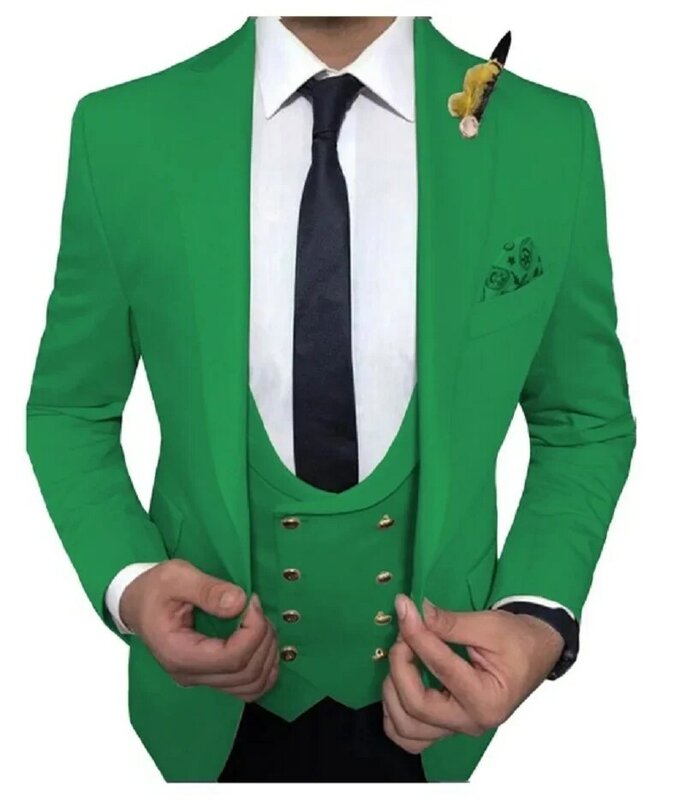 Classic Colorful Men Suits 3 Pieces Slim Fit Business Suit Groom Tuxedos For Formal Wedding Suit(Jacket+Pants+Vest)