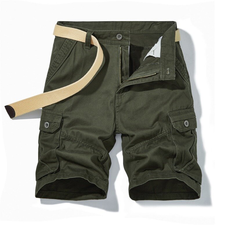 Pantalones cortos de verano para hombre, ropa de trabajo europea y americana, algodón puro, holgado, talla grande 5/4, informales con múltiples bolsillos