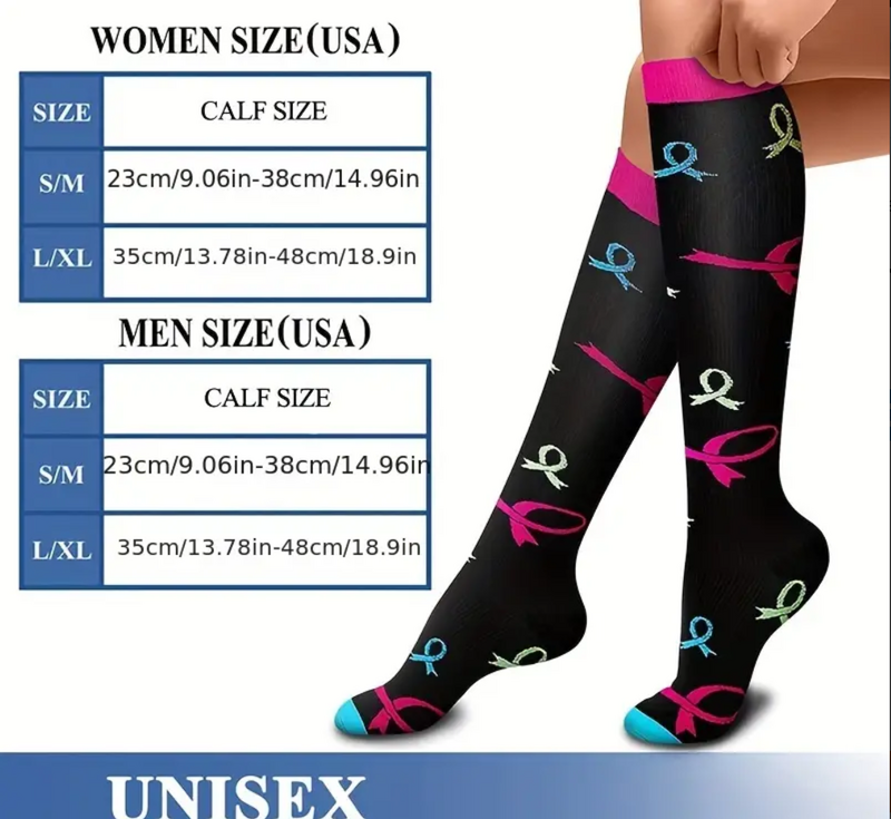 Calcetines de compresión hasta la rodilla para hombre y mujer, medias deportivas para enfermeras, correr, 6 pares