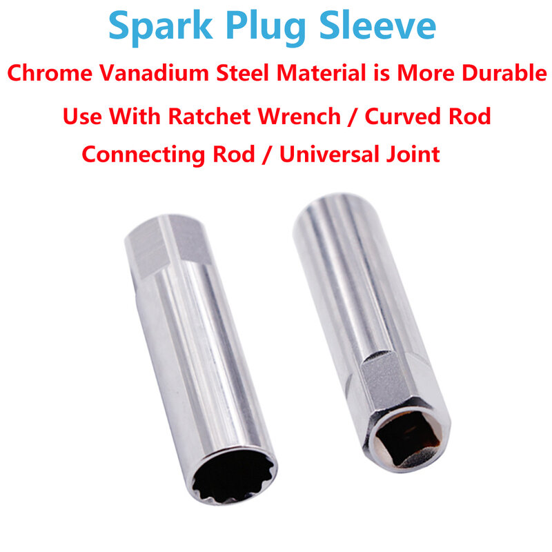 Universal Spark Plug Chave Soquete, Magnético 12 Ângulo, Parede Fina, 14mm, 16mm, Remoção, Auto Repair Tool, 3/8"
