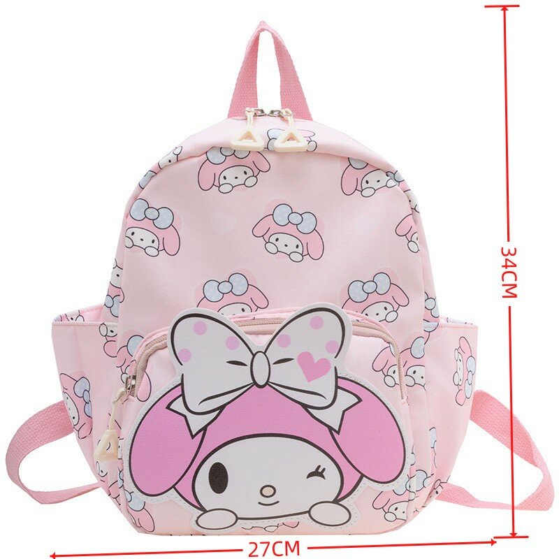 กระเป๋านักเรียน Kuromi น่ารัก Sanrio Hello Kitty กระเป๋านักเรียนอนุบาลเมโลดี้กระเป๋าเป้สะพายหลังความจุสูงของขวัญ