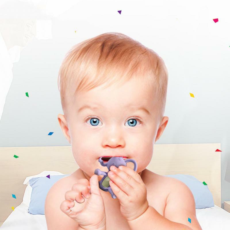 Anel de dentição de silicone semelhante a elefante, brinquedo de dentição confortável, para o dia e aniversário das crianças