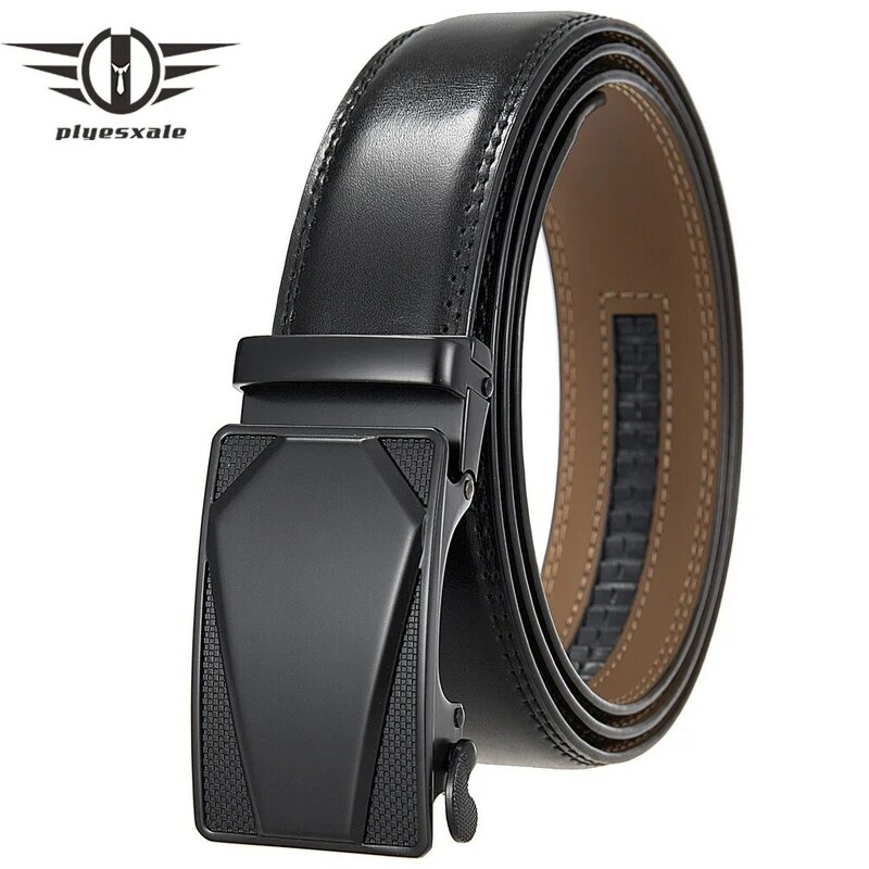 Plyesxale Cow Genuine Leather Luxury Strap Male Belts For Men New Automatic Buckle Men Belt High Quality Mens Waistband B1230