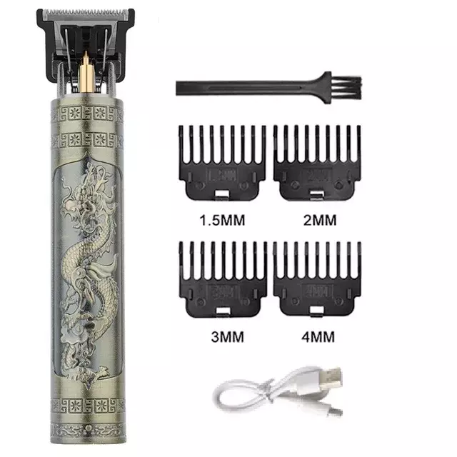 Cortador de cabelo elétrico sem fio para homens, aparador de cabelo profissional, barbeador de barba, máquina de corte de cabelo vintage