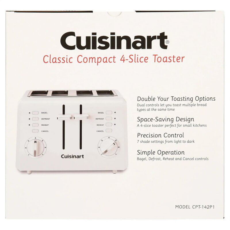 Тостеры Cuisinart, 4 ломтика, компактный пластиковый тостер, Новая духовка-тостер