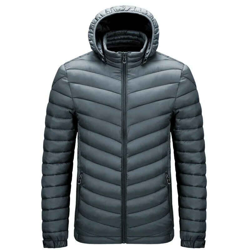 Jaket parka bertudung untuk pria, mantel empuk katun warna polos ukuran Plus M-6XL musim dingin untuk pria