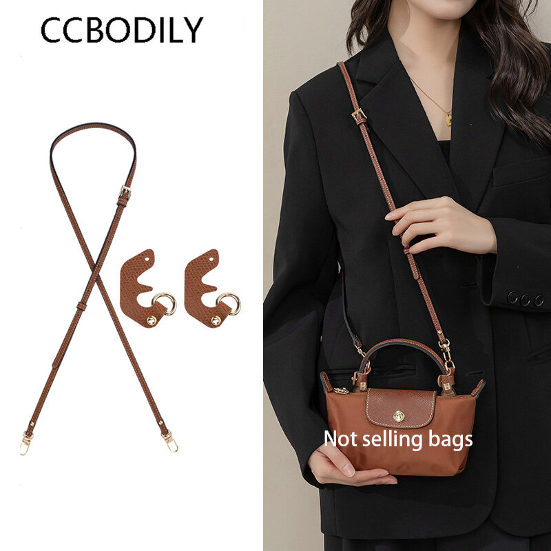 3Pcs Bag Transformation Accessories for Longchamp Mini Bag Straps Punch-free Genuine Leather Shoulder Strap Crossbody Conversion