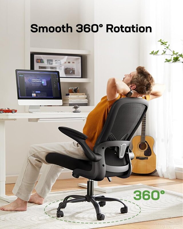 Sedia da ufficio Marsail sedia da scrivania ergonomica: sedia da ufficio con schienale in rete con supporto lombare regolabile, sedia da scrivania per Computer