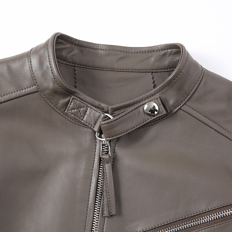 女性のための本革のジャケット2022,オートバイのジャケット,短いシープスキンのジャケット,頑丈なスタンドカラー,屋外での使用に適しています,cl5156