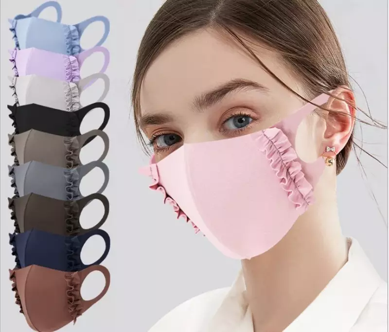 Masque facial en coton anti-poussière pour hommes et femmes, anti-buée, stéréo, 3D, vaccination, avec bord d'oreille