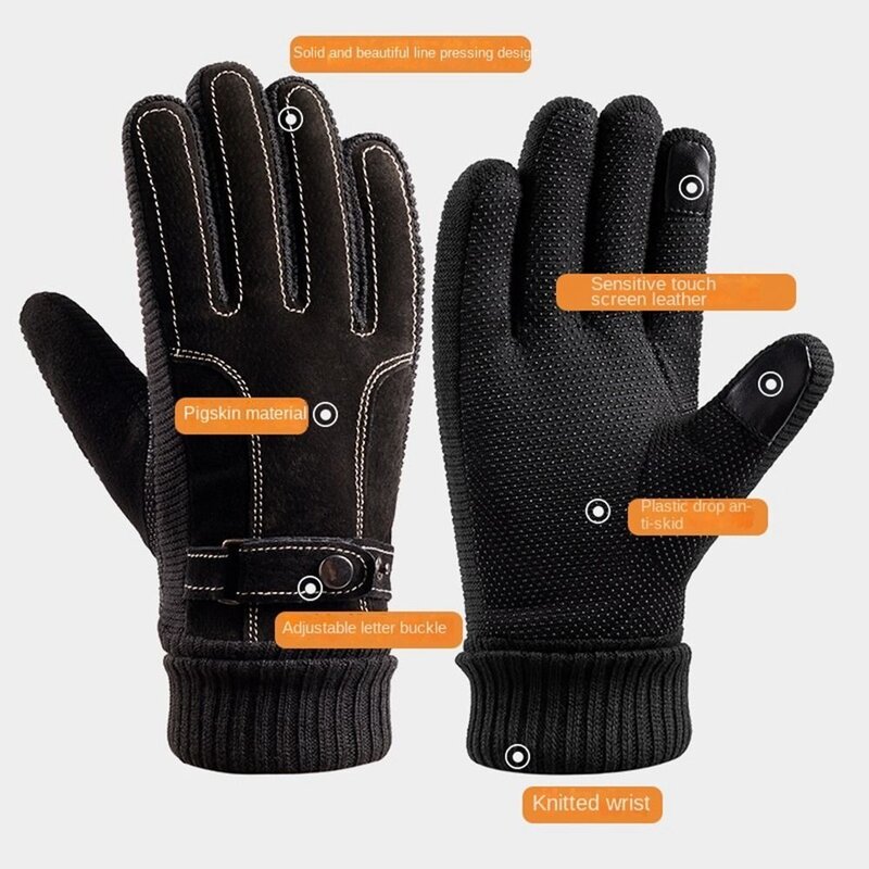 Простая мотоциклетная перчатка Clambing, ветрозащитные плотные замшевые теплые перчатки для верховой езды, корейские варежки, мужские перчатки из искусственной кожи, зимние перчатки