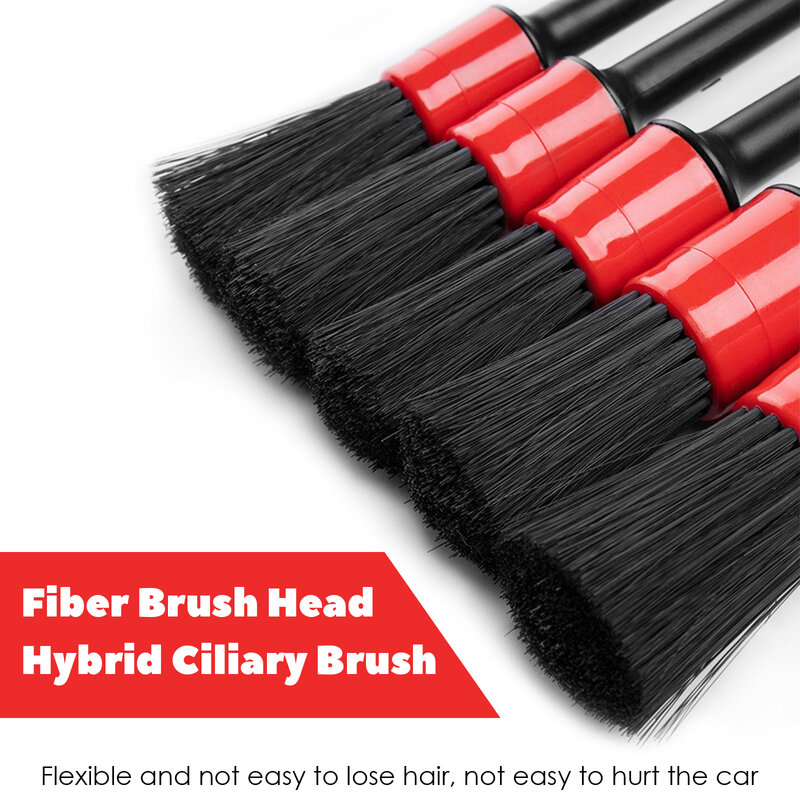1/ 5 pces escovas de carro kit de limpeza do carro detalhando escova para lavagem de carro escova limpa dashboard saída de ventilação de ar roda pneu aro escova