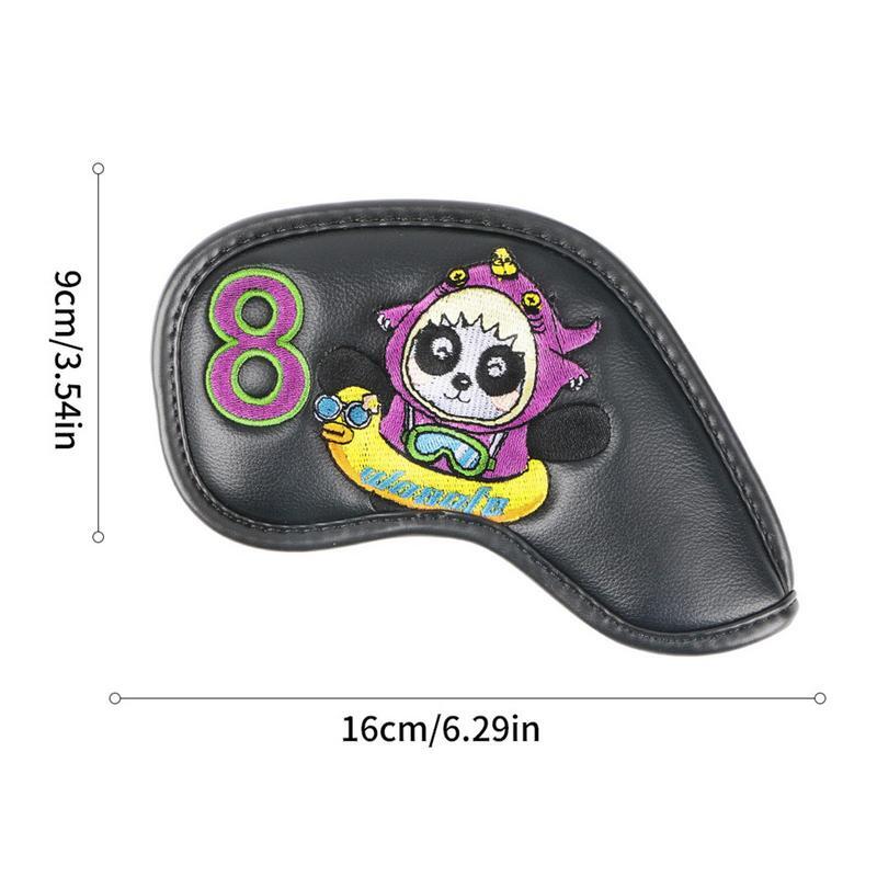 Golf Club Head Cover 9pcs Golf Head Covers Panda Embroidered Club Label Golf Accessories For Men Driver Headcover Fits Most