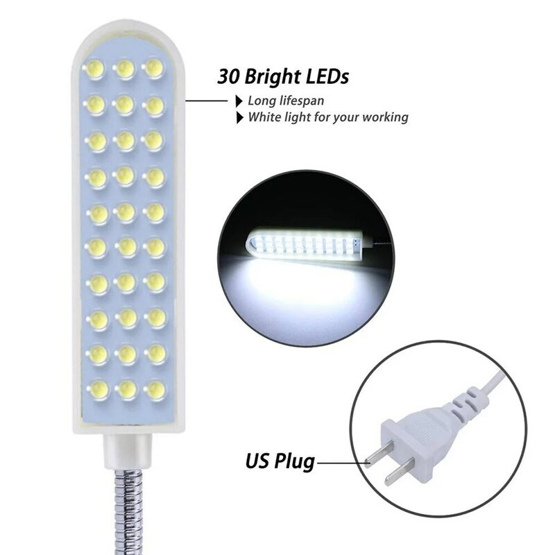 작업대 선반 드릴용 마그네틱 마운팅 베이스, 매우 밝은 LED 재봉틀 조명, 다기능 유연한 작업 램프