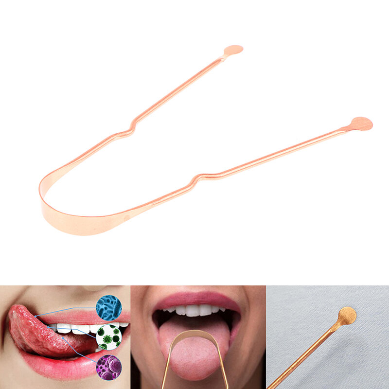 1Pc Pure Copper Tongue Scraper Copper Tongue Cleaner Portable Tongue Scrapers Oral Cleaning Tools