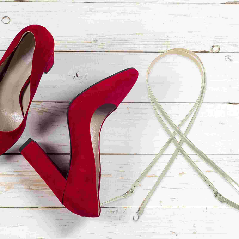 เชือกผูกรองเท้าสายรัดส้นสูงแบบไขว้สำหรับถอดออกได้กันตกรองเท้ารัดส้นสูงสีชมพู