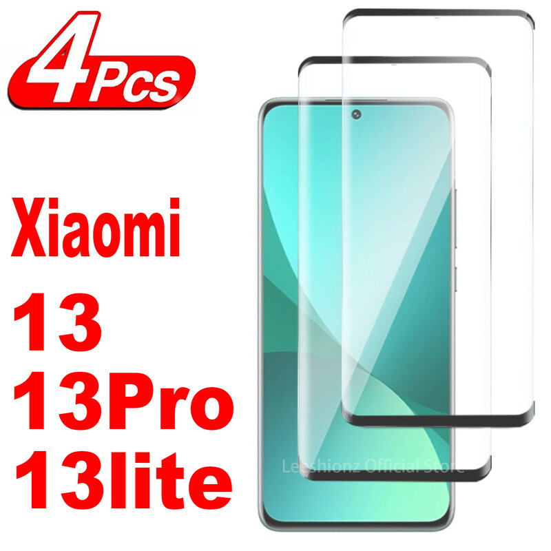 Kaca pelindung layar 3D, 1/4 buah untuk Xiaomi 13 Pro Lite Ultra 13Pro 13Lite 13 Film kaca Tempered Ultra