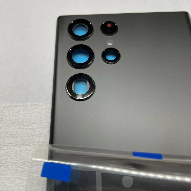 Reemplazo de vidrio trasero para Samsung Galaxy S22 Ultra Caja de la cubierta de la puerta trasera de la batería con lente de cámara Logotipo CE