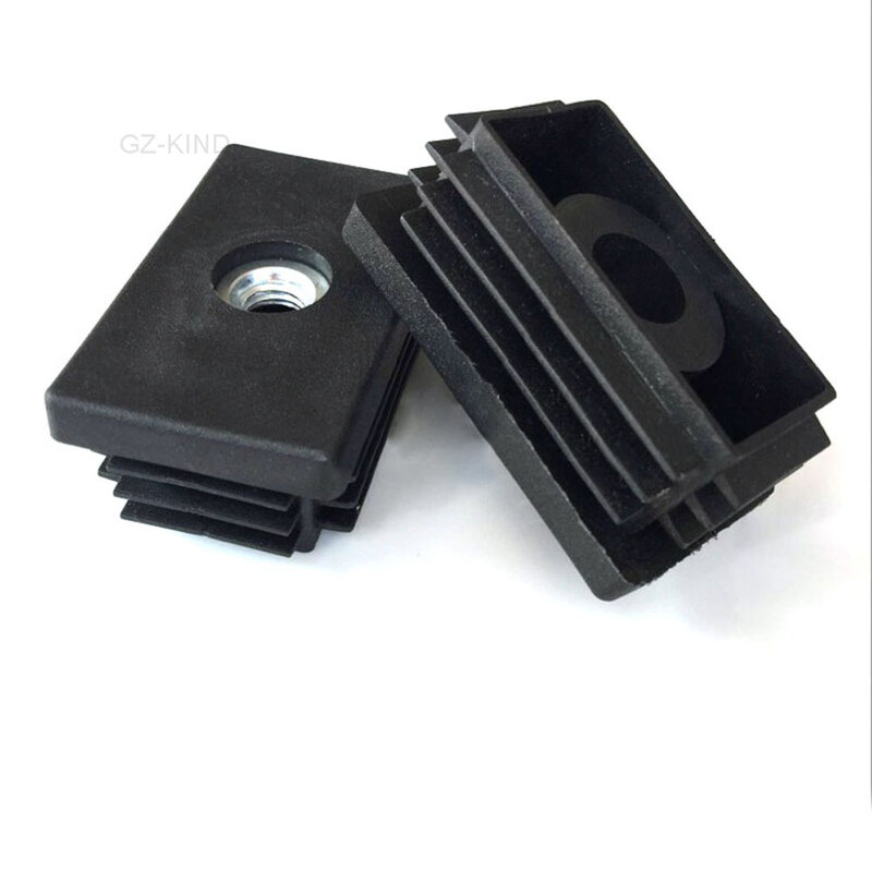 2/4/8 Stuk Vierkante Zwart Plastic Caps Buis Caps Buis Inserts Met M8 Metalen Draad