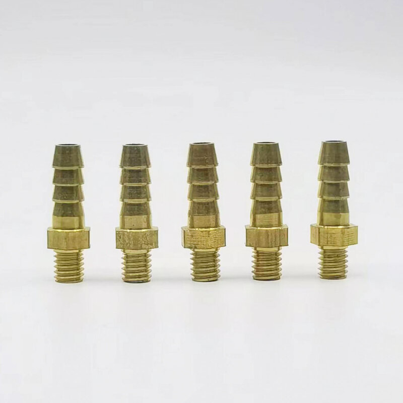 Adaptador de conector de acoplador de manguera de latón, rosca macho métrica, 5 piezas, 3mm, 4mm, 5mm, 6mm, 8mm, 10mm, OD, M5, M3, M4, M6, M8, M10