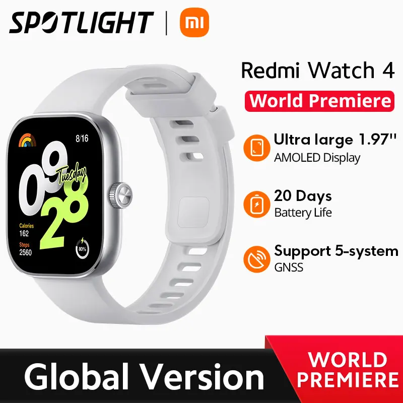 Xiaomi-redmi watch 4グローバルバージョン,1.97インチディスプレイ,酸素および血中酸素モニター,Bluetooth通話,150スポーツモード,[ワールドプレミア]
