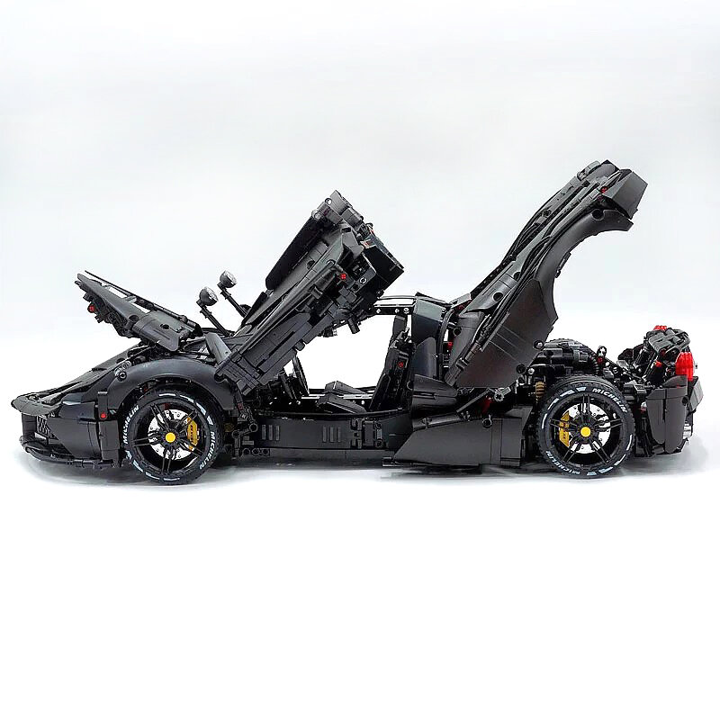 Bloques de construcción Technical Black Super Sports Car Hypercar para niños, bloques de construcción, rompecabezas educativo, coche de juguete para niños, regalos de cumpleaños, MOC-C61505