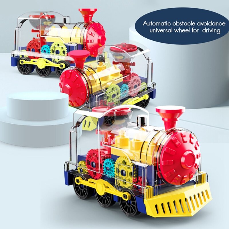 ของเล่นรูปเฟืองรถไฟ LED มีเสียงเพลงกะพริบสำหรับเด็กรถเด็กปฐมวัยของเล่นของขวัญวันเกิด