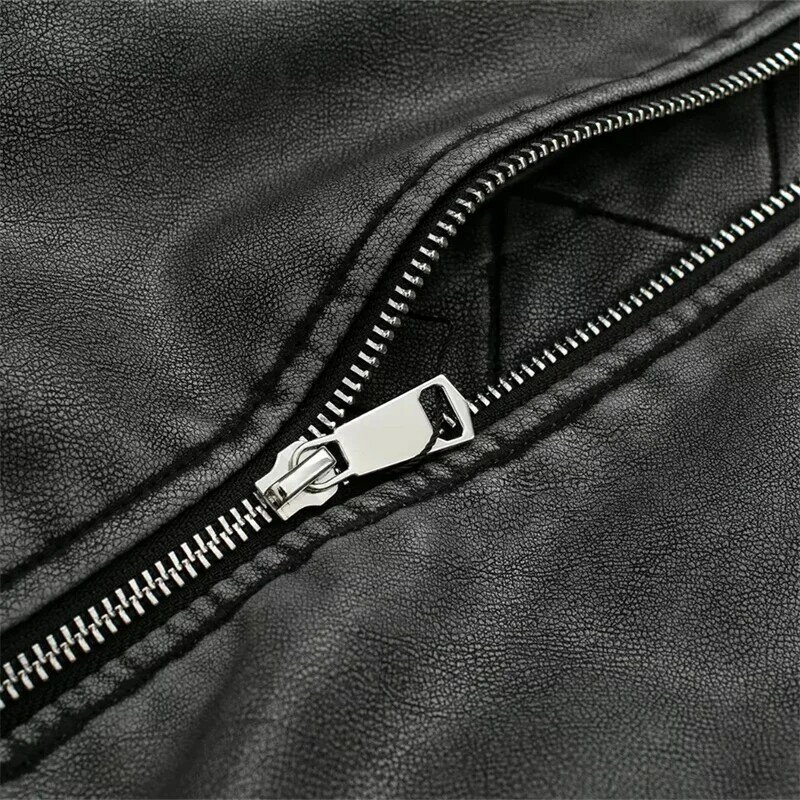 KEYANKETIAN Autumn/Winter New Women's Imitation Leather Cotton-Padded Jacket Vintage Zipper Loose Short Leather Crop Outerwear