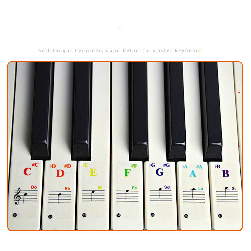 ملصقات لوحة مفاتيح بيانو شفافة ، ملصق نوت ، رمز للمفاتيح البيضاء ، لوحة مفاتيح إلكترونية ، 49 لونًا ، 54 لونًا ، 61 لونًا ، 88 لونًا