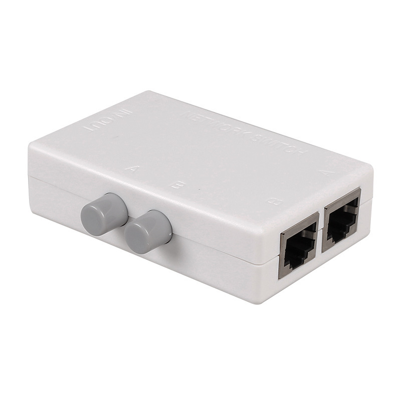 Mini interruptor de red de 2 puertos RJ45 RJ-45, conmutador de caja de red Ethernet, doble puerto de 2 vías, adaptador de intercambio Manual