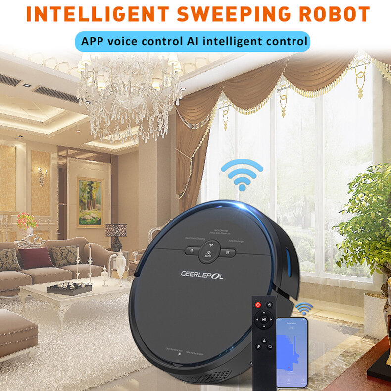 Geerlepol Robot Vacuum Cleaner Self-Charging For Pet and Carpet Friendly Sweeping Robots Mop Sweeping Mopping Household