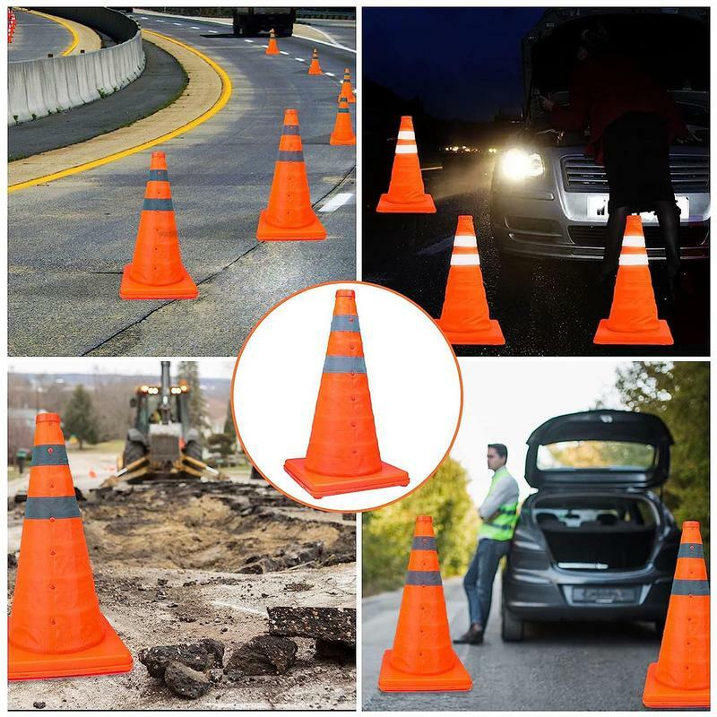Foldable Traffic Cones Parking Cones 45cm Height Safety Cone With Reflective Stripe Collapsible Traffic Cones Road Cone