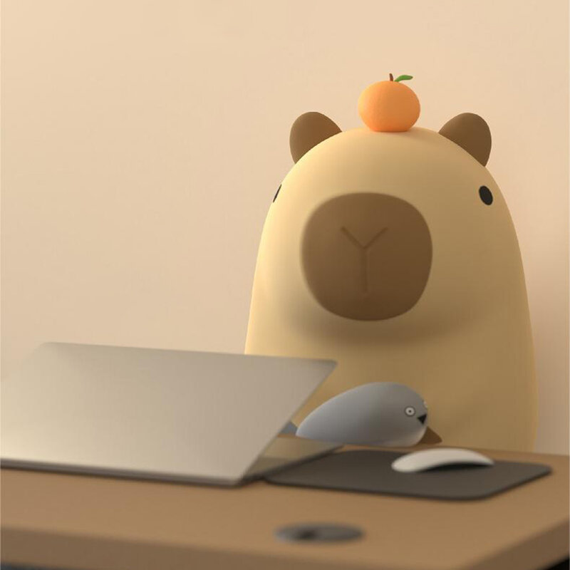 Cute Silicone Capybara Night Light Children's Nightlight Gift USB Rechargeable Animal Touch Bedside Slepp Lamp Timing Function
