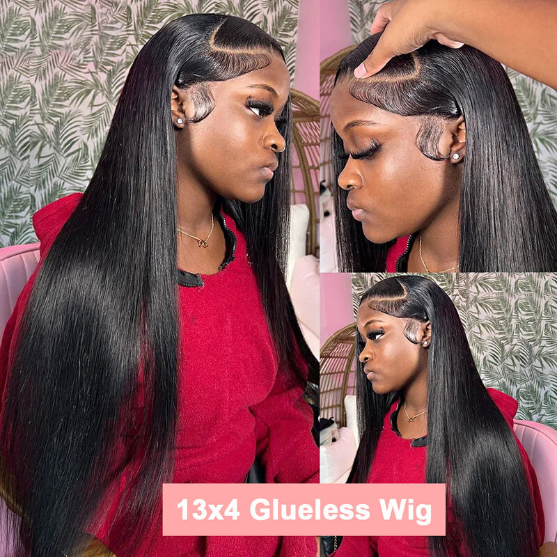 Wear And Go Straight Lace Front Wig 13x4 Hd Transparent Lace Frontal Wigs For Women Glueless Brazilian Human Hair Pre Plucked