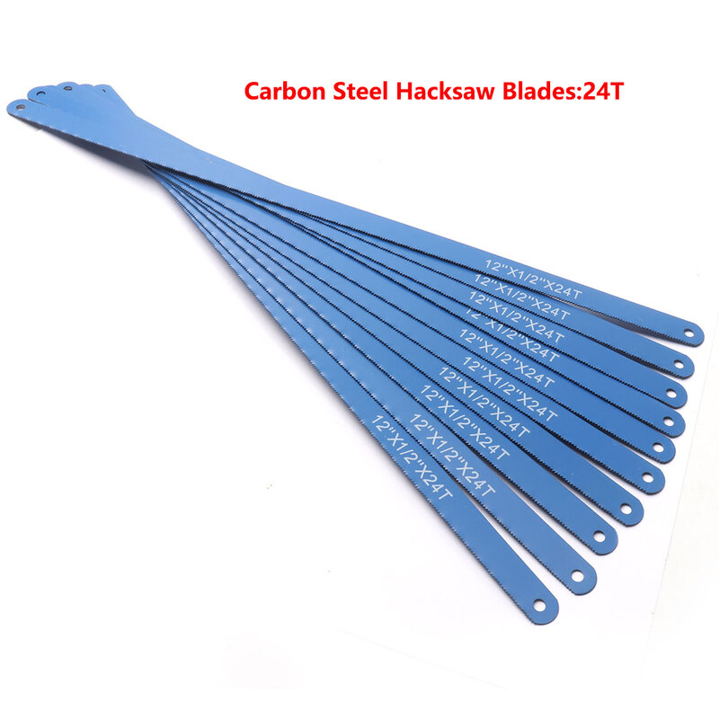 10pcs 300mm 24T Hacksaw Blades Carbon Steel Hand Saw Plastic Metalworking Saw Blade For Cutting Metal DIY Tools