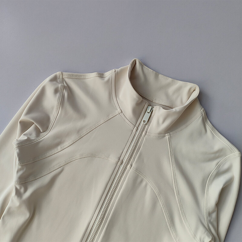 Костюм Для Йоги Женский высококлассный спортивный пиджак с воротником-стойкой и длинными рукавами топ для бега тренировок фитнеса ветрозащитный костюм для бега