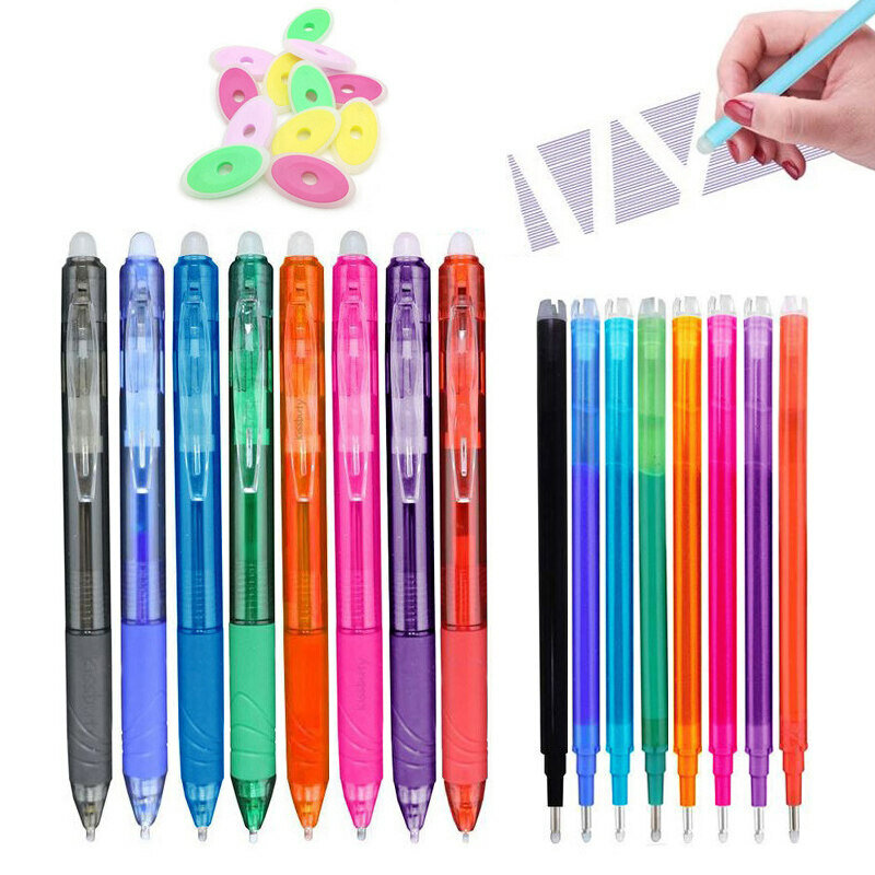 Разноцветные стираемые гелевые ручки 0,5 мм со сменными стержнями, ластик, высококачественные черные, синие, красные шариковые ручки для письма, кавайные канцелярские принадлежности
