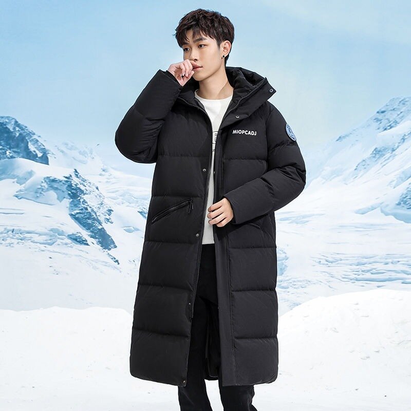 Men Cold-Proof Down Jacket Winter New Fashion Men and Women Same Style Long Below The Knee Hooded Warm Putwear Casual Parkas