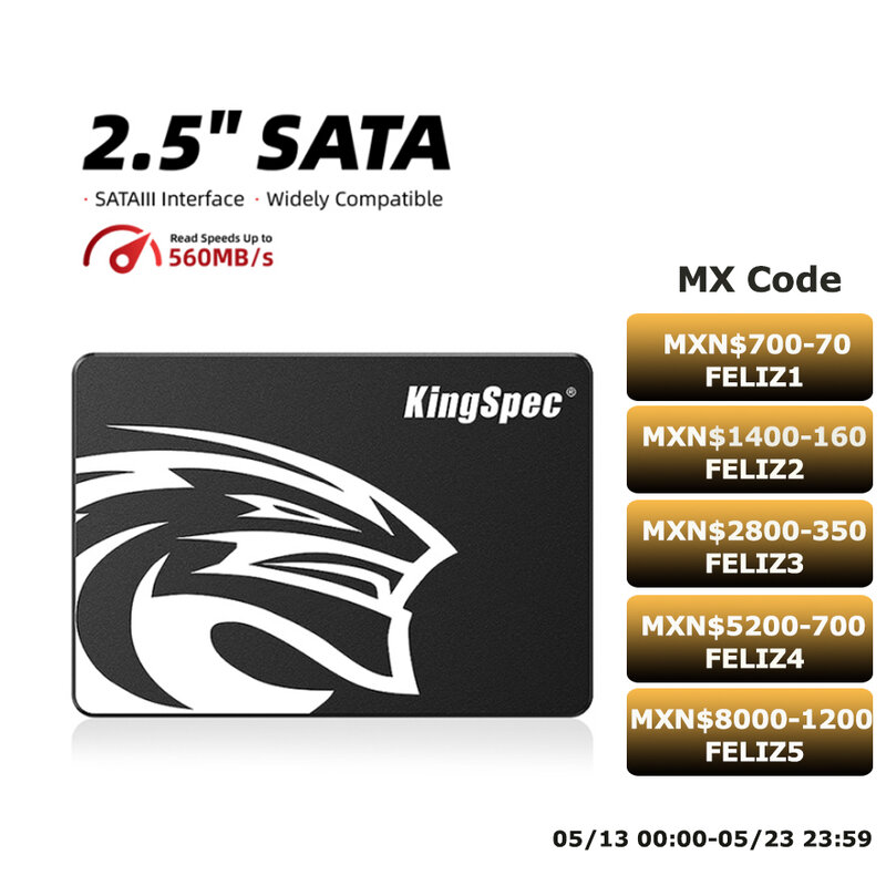 KingSpec-Disque dur interne SSD SATA pour PC portable, avec capacité de 128 Go, 256 Go, 512 Go, 1 To
