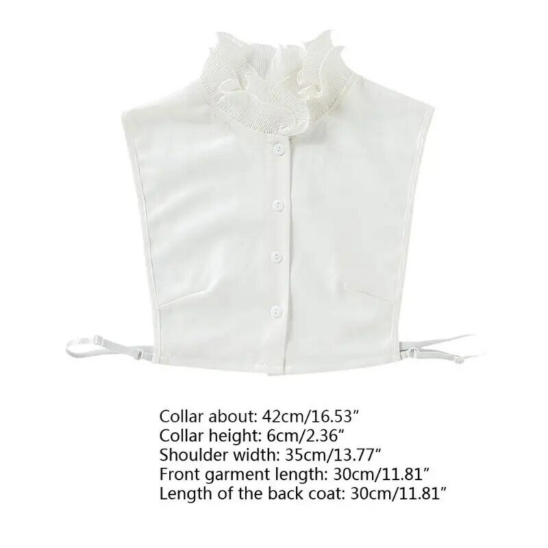Women Girls Sweet Double Layer Agaric Stand Fake Collar Button Down Bottoming Sweater White Blouse Drop Shipping