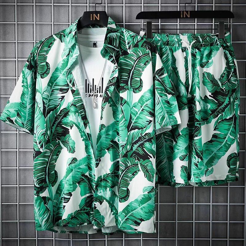 Strandkleding Voor Heren 2-delige Set Snel Droog Hawaiiaans Overhemd En Korte Broek Set Heren Mode Kleding Afdrukken Casual Outfits Zomer